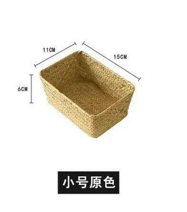Natural Seagrass Woven Storage Container with Lid - Stylish Basket for Bath Essentials, Cosmetics, and Towels - Très Elite