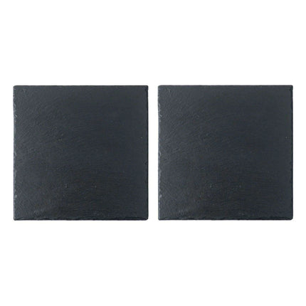 Natural Slate Charcuterie Board Set - Stylish 20x20cm Black Serving Plates for Entertaining - Très Elite