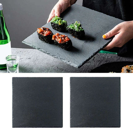 Natural Slate Charcuterie Board Set - Stylish 20x20cm Black Serving Plates for Entertaining - Très Elite