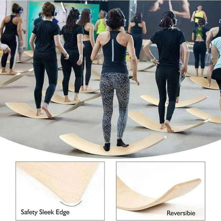 Natural Wood Wobble Board - 35 Inch Balance Rocker for All Ages