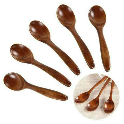 Natural Wooden 7-Inch Soup and Tea Spoon Set for Gourmet Cooking - Très Elite