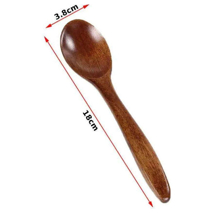 Natural Wooden 7-Inch Soup and Tea Spoon Set for Gourmet Cooking - Très Elite