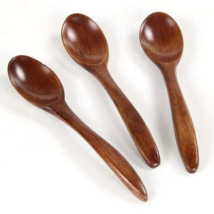 Natural Wooden 7-Inch Soup and Tea Spoon Set for Gourmet Cooking - Très Elite