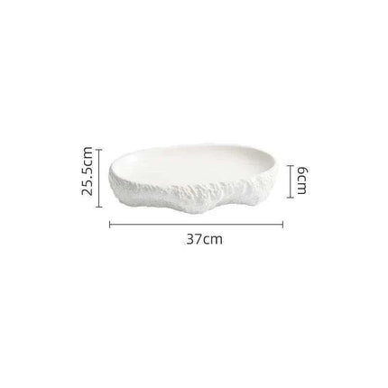 Nature-Inspired Textured White Ceramic Dinner Plate for Elegant Dining - Très Elite