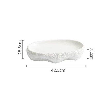 Nature-Inspired Textured White Ceramic Dinner Plate for Elegant Dining - Très Elite
