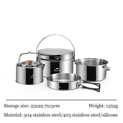 Naturehike Premium Outdoor Stainless Steel Cooking Set - Très Elite