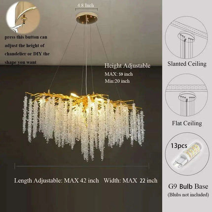 Nature's Elegance: Luxurious LED Crystal Chandelier for Exquisite Home Illumination- Très Elite- Très Elite