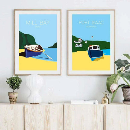 Nautical Bliss: Retro Fishing Boat Canvas Print for Coastal Home Aesthetics - Très Elite