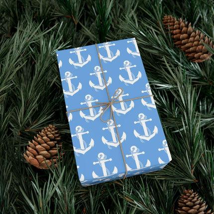 Nautical Elegance: Premium Anchor Gift Wrapping Paper Collection..