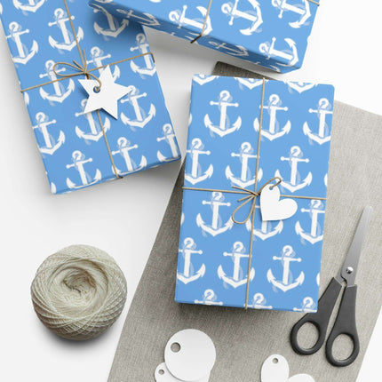 Nautical Elegance: Premium Anchor Gift Wrapping Paper Collection..