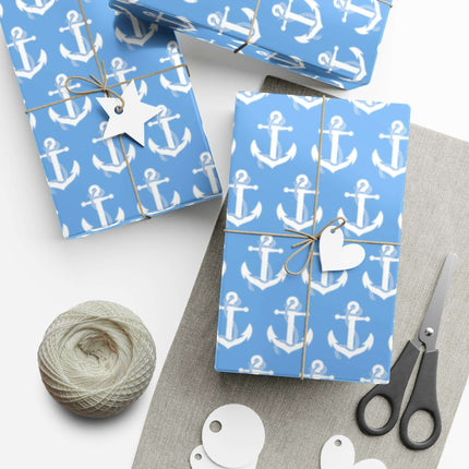 Nautical Elegance: Premium Anchor Gift Wrapping Paper Collection..