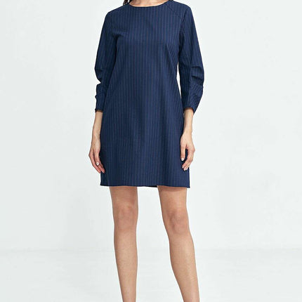 Navy Blue Daydress Model 200392 A Line Relaxed Fit Classic - Très Elite
