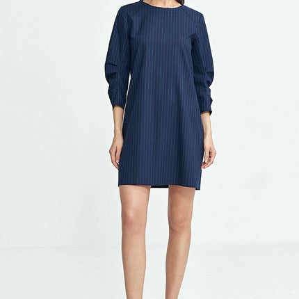 Navy Blue Daydress Model 200392 A Line Relaxed Fit Classic - Très Elite