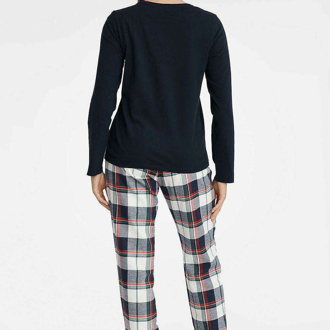 Navy Blue Luxe Two-Piece Sleep Set for Women