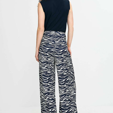 Navy Blue Palazzo Trousers With High Waist Pleats Elegant - Très Elite