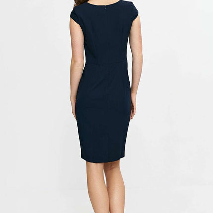 Navy Daydress 210069 Fitted Knee Length Pencil Dress - Très Elite