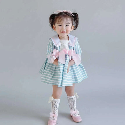 Navy Enchanted Birthday Dress for Girls - Spanish-Inspired Half-Sleeve Style - Très Elite