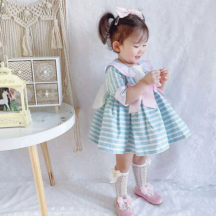 Navy Enchanted Birthday Dress for Girls - Spanish-Inspired Half-Sleeve Style - Très Elite
