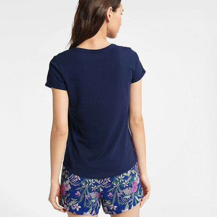 Navy Floral Elegance Women's Pajama Set - Très Elite