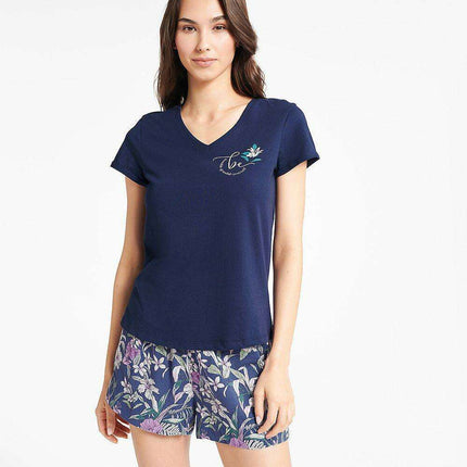 Navy Floral Elegance Women's Pajama Set - Très Elite