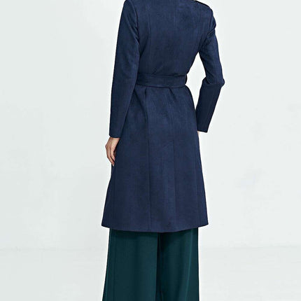 Navy Nubuck Coat 202465 Women Elegant Warm Classic - Très Elite
