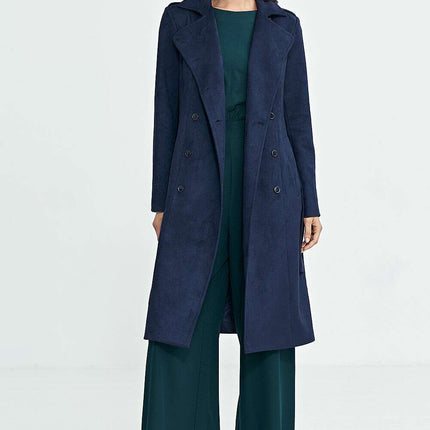 Navy Nubuck Coat 202465 Women Elegant Warm Classic - Très Elite