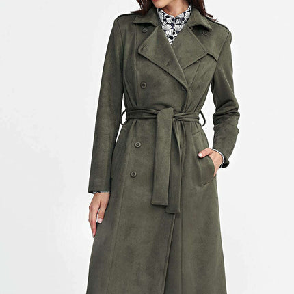 Navy Nubuck Coat 202465 Women Elegant Warm Classic - Très Elite