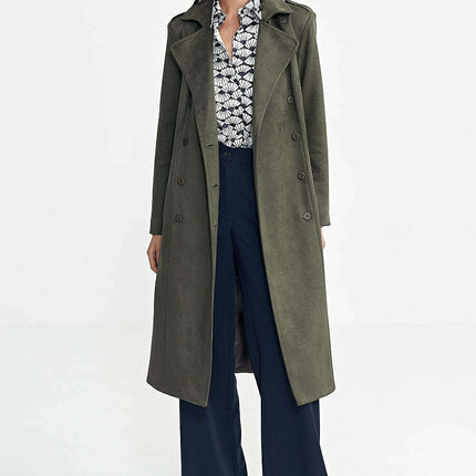 Navy Nubuck Coat 202465 Women Elegant Warm Classic - Très Elite