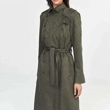 Navy Nubuck Coat 202465 Women Elegant Warm Classic - Très Elite
