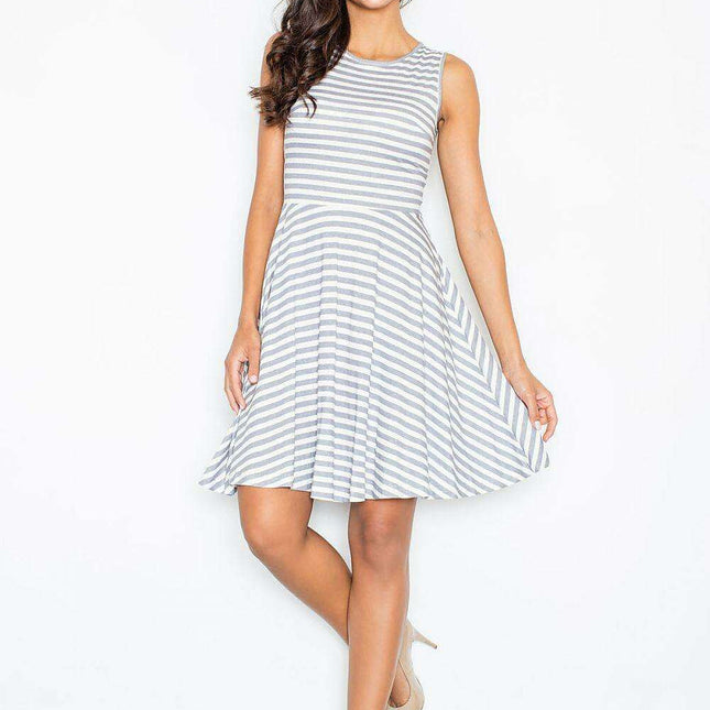 Navy Striped Cotton Sundress with Stylish Wide Straps