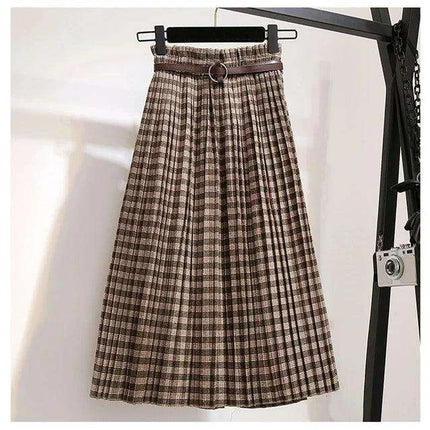Timeless High-Waisted Plaid Maxi Skirt - Essential for Autumn-Winter