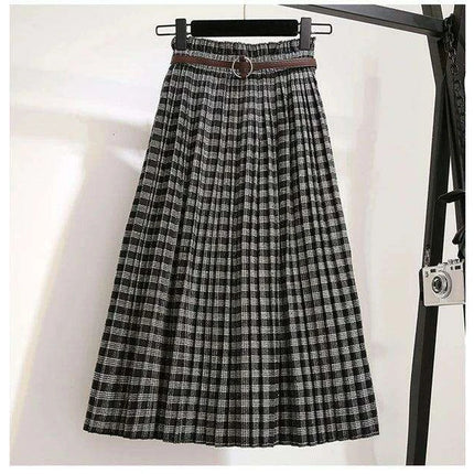 Timeless High-Waisted Plaid Maxi Skirt - Essential for Autumn-Winter