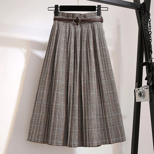Autumn-Winter Vintage Plaid Maxi Skirt | Classic Elegance