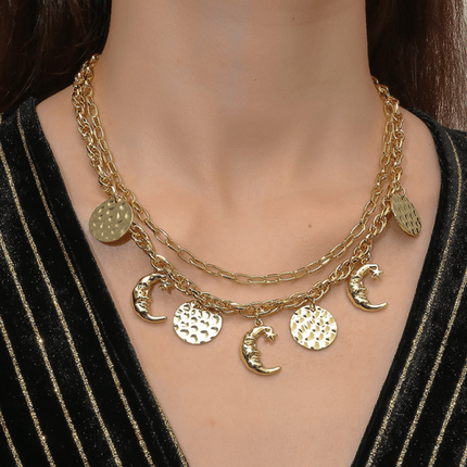 New Bohemian Metal Ancient Coin Multi-Pendant Devil's Eye Necklace