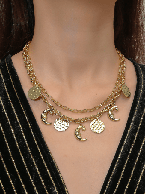 New Bohemian Metal Ancient Coin Multi-Pendant Devil's Eye Necklace