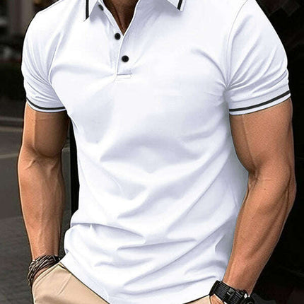 New Fashion Button Ribbed Collar Sports Polo Shirt Lapel Collar Polo Shirt