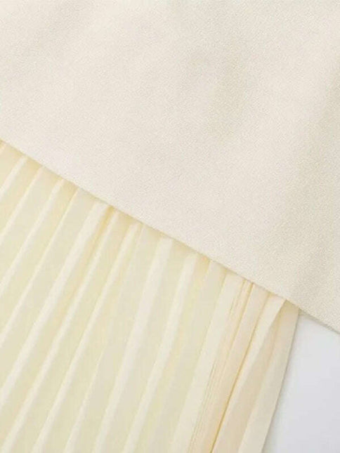 New Fashion Knitted Vest Splicing Pleated Long Skirt Set