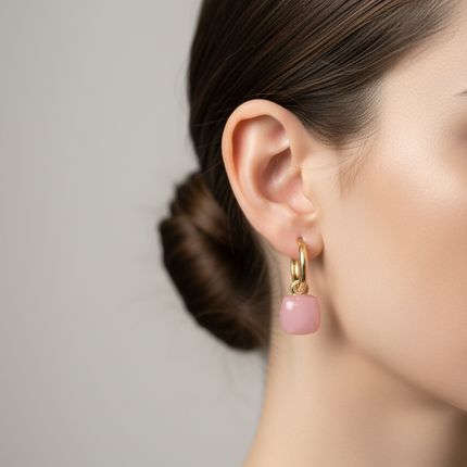 New French drip glaze red love retro earrings - Très Elite