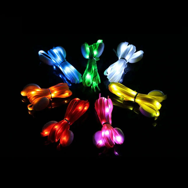Luminous LED Shoelaces - Glow in the Dark No-Tie Sport Laces with Multiple Flash Modes for Parties and Festivals