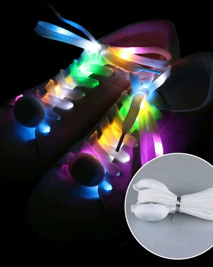 Luminous LED Shoelaces - Glow in the Dark No-Tie Sport Laces with Multiple Flash Modes for Parties and Festivals