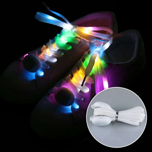 Luminous LED Shoelaces - Glow in the Dark No-Tie Sport Laces with Multiple Flash Modes for Parties and Festivals