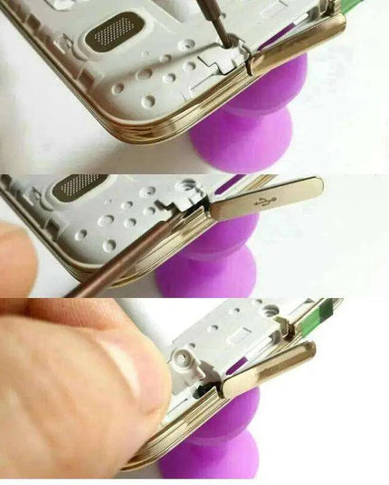 Samsung Galaxy S5 Elegant Dual Tone Waterproof USB Charging Port Dust Plug Cover - Gold & Silver Edition