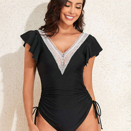 New V-neck sexy flying sleeve one-piece swimsuit - Très Elite