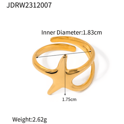 New beach style ocean element shell starfish ring - Très Elite