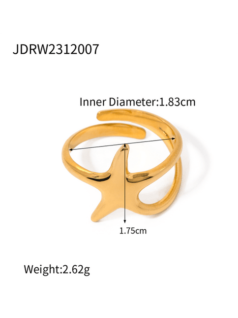 New beach style ocean element shell starfish ring