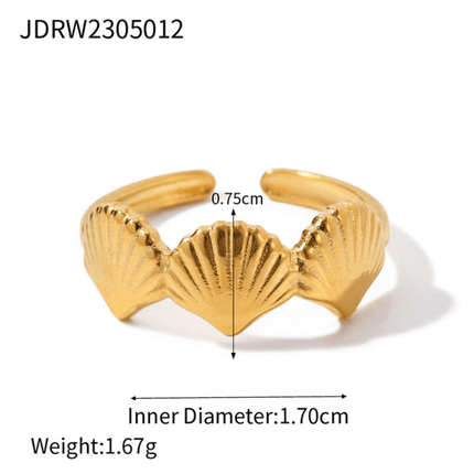 New beach style ocean element shell starfish ring - Très Elite