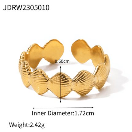 New beach style ocean element shell starfish ring - Très Elite