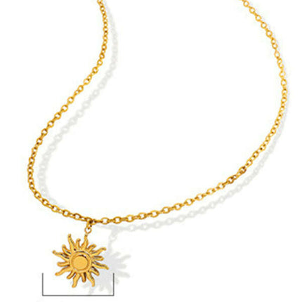 New clavicle chain fashionable simple small sun pendant titanium steel necklace - Très Elite