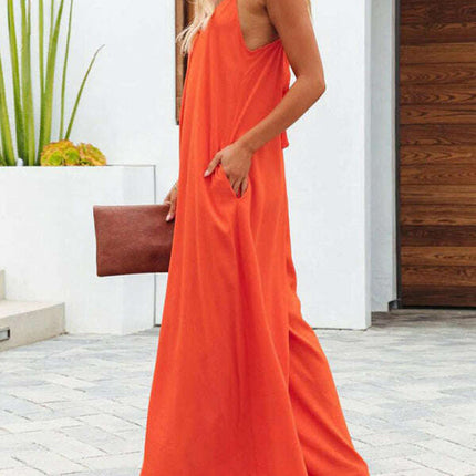 New cross-border solid color side pocket casual jumpsuit - Très Elite