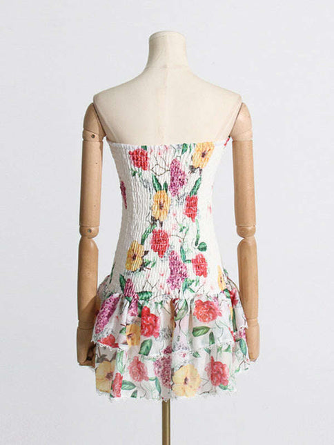 New fashionable and elegant printed halterneck design slim-fitting short dress